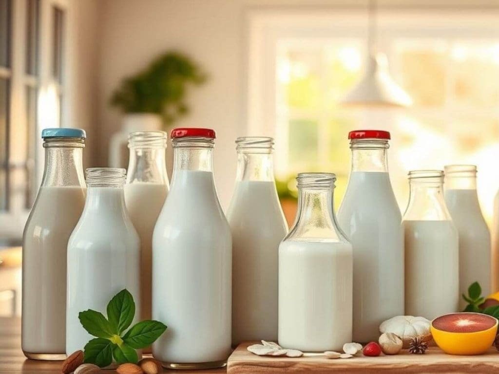 Opções de leite vegetal para substituir o leite.