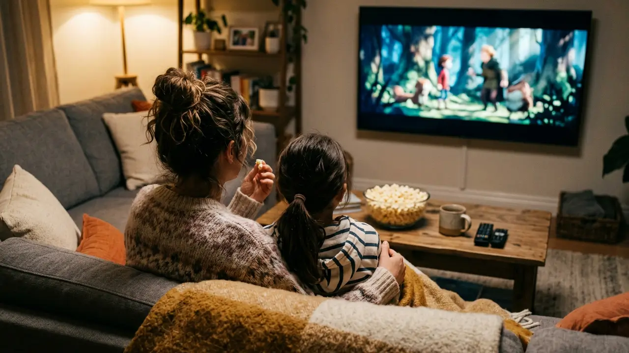 sessão de cinema em casa com pipoca presente dia das mães