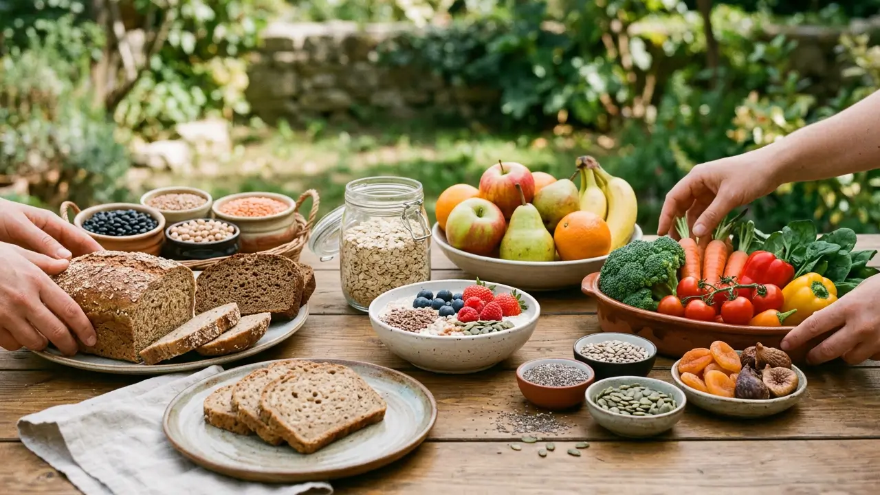 alimentos ricos em fibras frutas legumes aveia sementes alimentação saudável