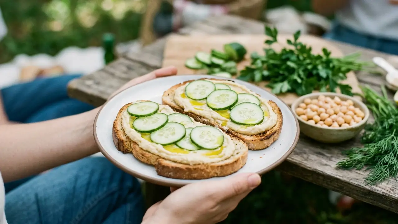torrada com homus e pepino receita leve sem lactose café da manhã saudável